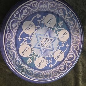 Plats Blue and White Decorative Seder Plate